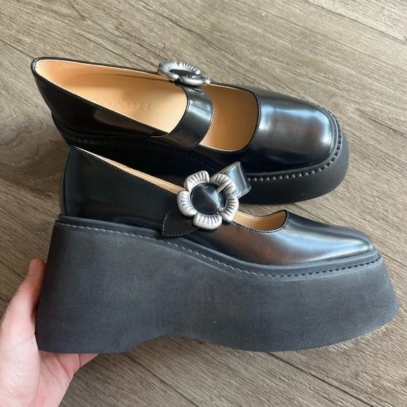 NEW COACH Women's Tea Rose Platform Mary Janes in black size 6 shoes - Picture 3 of 11